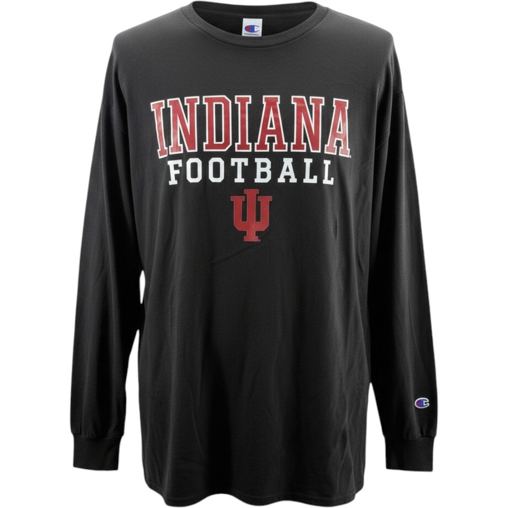 Champion Indiana Hoosiers Football Long Sleeve Cotton Shirt Mens XL NCAA New